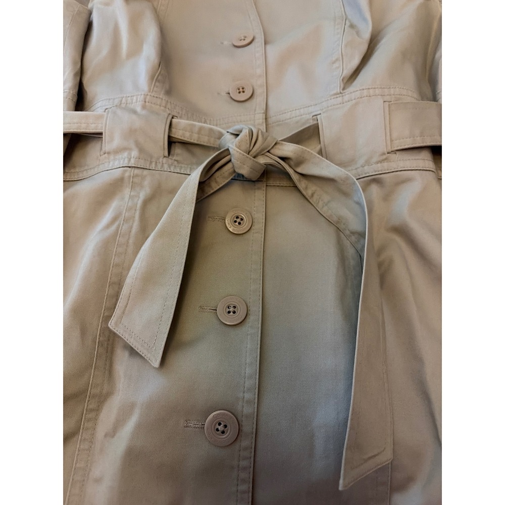Calvin Klein Women's Khaki Button Front Belted Safari Sheath Dress Sz XS - Picture 2 of 10